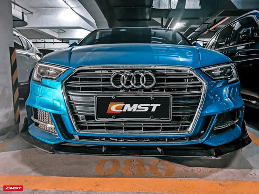 Audi S3 A3 S-line (with s-line bumper,does not fit base model) 8V.5 2017 2018 2019 2020 with Aftermarket Parts - Front Lip Carbon Fiber from CMST Tuning