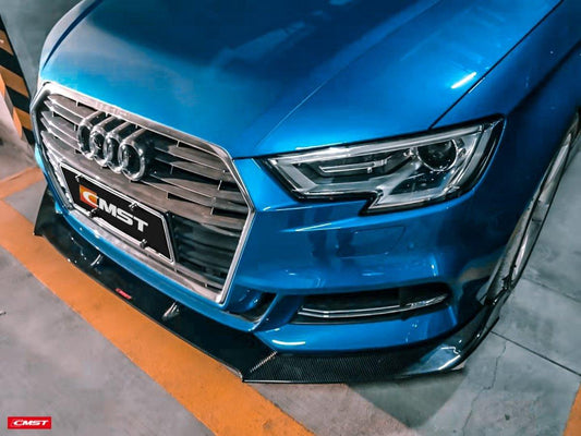 Audi S3 A3 S-line (with s-line bumper,does not fit base model) 8V.5 2017 2018 2019 2020 with Aftermarket Parts - Front Lip Carbon Fiber from CMST Tuning