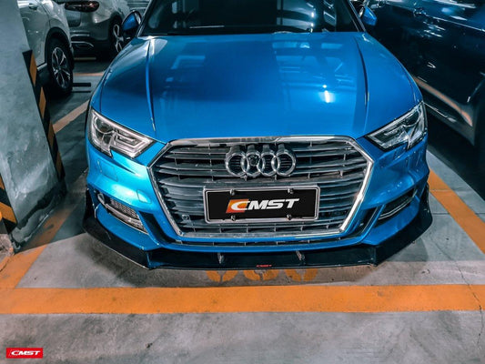Audi S3 A3 S-line (with s-line bumper,does not fit base model) 8V.5 2017 2018 2019 2020 with Aftermarket Parts - Front Lip Carbon Fiber from CMST Tuning