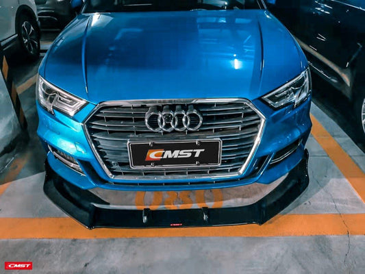 Audi S3 A3 S-line (with s-line bumper,does not fit base model) 8V.5 2017 2018 2019 2020 with Aftermarket Parts - Front Lip Carbon Fiber from CMST Tuning