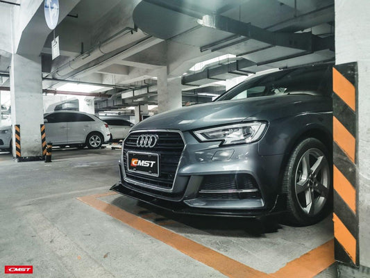 Audi S3 A3 S-line (with s-line bumper,does not fit base model) 8V.5 2017 2018 2019 2020 with Aftermarket Parts - Front Lip Carbon Fiber from CMST Tuning