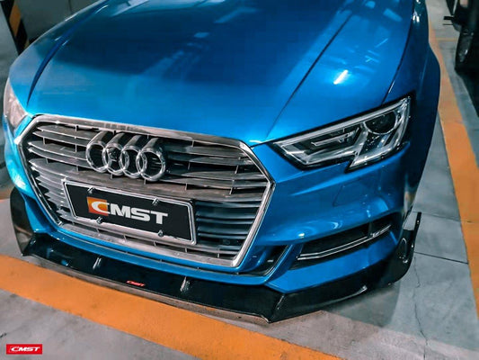 Audi S3 A3 S-line (with s-line bumper,does not fit base model) 8V.5 2017 2018 2019 2020 with Aftermarket Parts - Front Lip Carbon Fiber from CMST Tuning