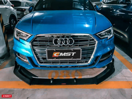 Audi S3 A3 S-line (with s-line bumper,does not fit base model) 8V.5 2017 2018 2019 2020 with Aftermarket Parts - Front Lip Carbon Fiber from CMST Tuning