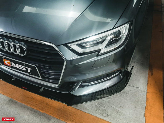 Audi S3 A3 S-line (with s-line bumper,does not fit base model) 8V.5 2017 2018 2019 2020 with Aftermarket Parts - Front Lip Carbon Fiber from CMST Tuning