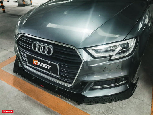 Audi S3 A3 S-line (with s-line bumper,does not fit base model) 8V.5 2017 2018 2019 2020 with Aftermarket Parts - Front Lip Carbon Fiber from CMST Tuning
