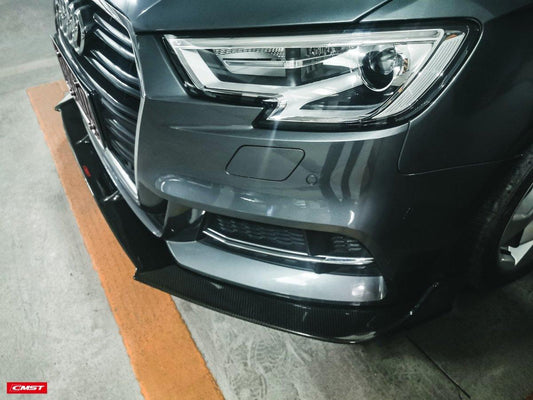 Audi S3 A3 S-line (with s-line bumper,does not fit base model) 8V.5 2017 2018 2019 2020 with Aftermarket Parts - Front Lip Carbon Fiber from CMST Tuning
