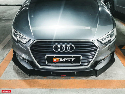 Audi S3 A3 S-line (with s-line bumper,does not fit base model) 8V.5 2017 2018 2019 2020 with Aftermarket Parts - Front Lip Carbon Fiber from CMST Tuning