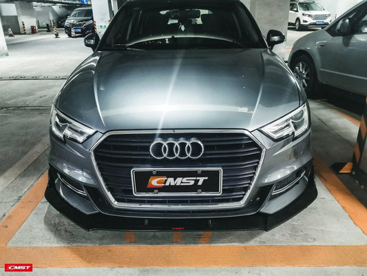 Audi S3 A3 S-line (with s-line bumper,does not fit base model) 8V.5 2017 2018 2019 2020 with Aftermarket Parts - Front Lip Carbon Fiber from CMST Tuning