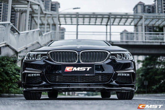 BMW 5 series M550 540 530 (with M-package bumper, does not fit base model) G30 Pre-LCI 2017-2020 with Aftermarket Parts - Carbon Fiber & FRP Front Lip from CMST Tuning
