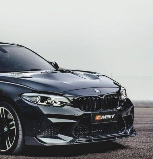 BMW F87 M2 2016-2018 & F87 M2 M2C 2019-2021 with Aftermarket Parts - Vacuumed Carbon & FRP Front Lip from CMST Tuning