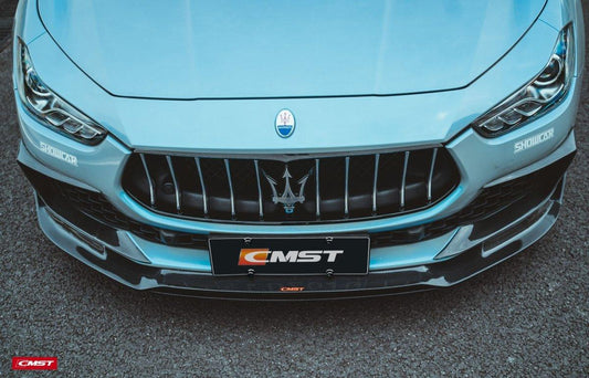 Maserati Ghibli 2018-On GranLusso, S, S GranLusso, S Q4, GT with Aftermarket Parts - Front Lip Splitter Carbon Fiber / FRP from CMST Tuning
