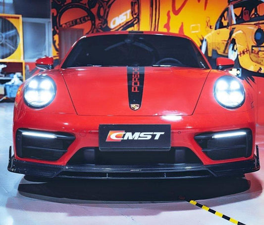 Porsche 992 992.1 Carerra Base/S/T/4/4S/Targa 4/Targa 4S/GTS 2020-2024 (Non-Sport Design Aerokit Package only) with Aftermarket Parts - Carbon Fiber & FRP Front Lip from CMST Tuning