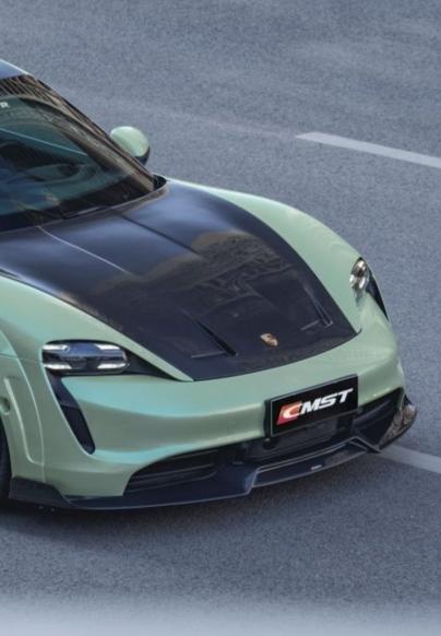 Porsche Taycan 9J1 Sedan/Cross Turismo RWD/4S/GTS/Turbo/Turbo S 2020-2024
(RWD/4S/GTS trims will require Sport Design Package) with Aftermarket Parts - Carbon Fiber & FPR Front Lip from CMST Tuning