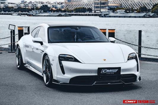 Porsche Taycan 9J1 Sedan/Cross Turismo RWD/4S/GTS/Turbo/Turbo S 2020-2024
(RWD/4S/GTS trims will require Sport Design Package) with Aftermarket Parts - Carbon Fiber & FPR Front Lip from CMST Tuning