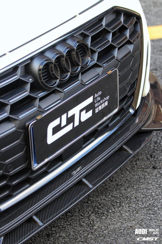 Audi S3 A3 S-line (with s-line bumper,does not fit base model) 8Y 2021-ON with Aftermarket Parts - Front Lip Carbon Fiber from CMST Tuning