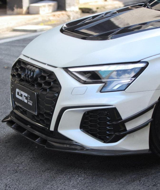 Audi S3 A3 S-line (with s-line bumper,does not fit base model) 8Y 2021-ON with Aftermarket Parts - Front Lip Carbon Fiber from CMST Tuning
