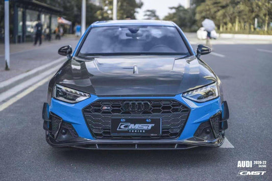 Audi S4 A4 S-line (with s-line bumper, does not fit base model) B9.5 2020-ON with Aftermarket Parts - Front Lip Carbon Fiber from CMST Tuning
