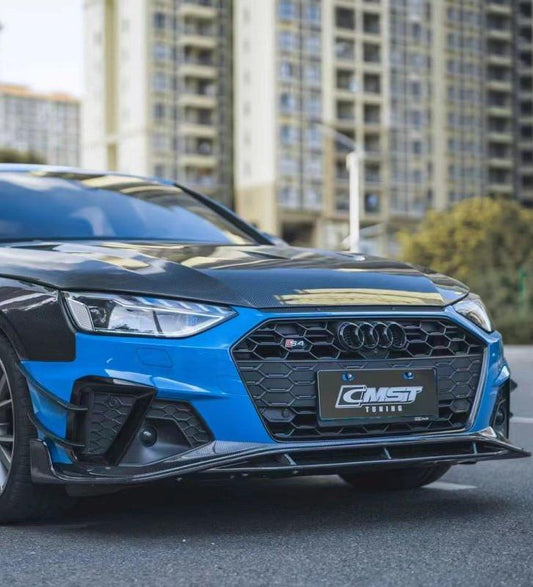Audi S4 A4 S-line (with s-line bumper, does not fit base model) B9.5 2020-ON with Aftermarket Parts - Front Lip Carbon Fiber from CMST Tuning