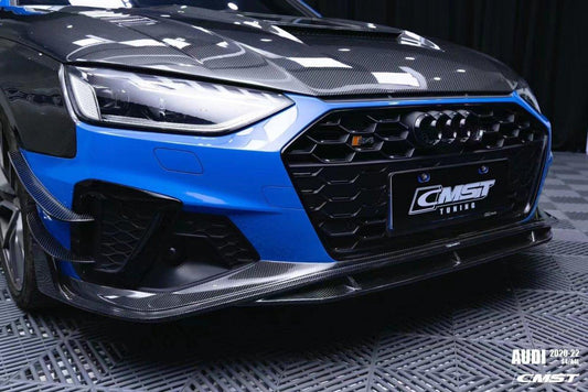 Audi S4 A4 S-line (with s-line bumper, does not fit base model) B9.5 2020-ON with Aftermarket Parts - Front Lip Carbon Fiber from CMST Tuning
