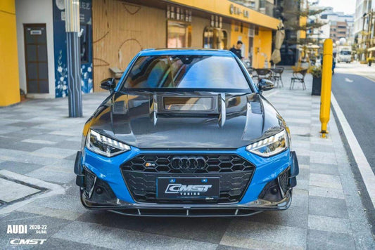 Audi S4 A4 S-line (with s-line bumper, does not fit base model) B9.5 2020-ON with Aftermarket Parts - Front Lip Carbon Fiber from CMST Tuning