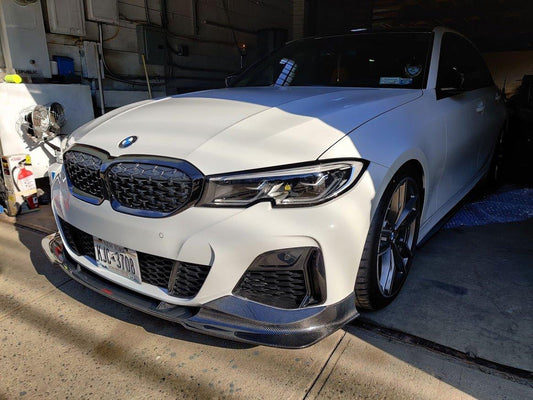 BMW 3 Series 330i M340i G20 G21 Pre-LCI 2020-2022
(fitment for 330i requires M-Sport package bumper) with Aftermarket Parts - Vacuumed Carbon & FRP Front Lip from CMST Tuning