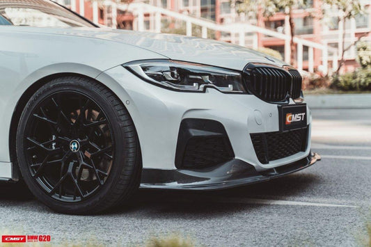 BMW 3 Series 330i M340i G20 G21 Pre-LCI 2020-2022
(fitment for 330i requires M-Sport package bumper) with Aftermarket Parts - Vacuumed Carbon & FRP Front Lip from CMST Tuning