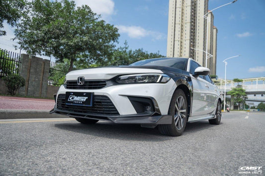 Honda Civic 11th Gen FE1 FE2 FE4 2022-ON with Aftermarket Parts - Front Lip Splitter Carbon Fiber / FRP from CMST Tuning