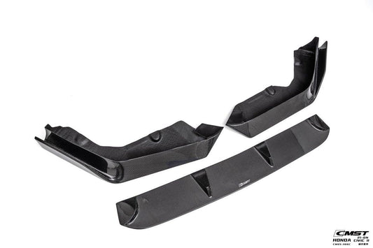 Honda Civic 11th Gen FE1 FE2 FE4 2022-ON with Aftermarket Parts - Front Lip Splitter Carbon Fiber / FRP from CMST Tuning