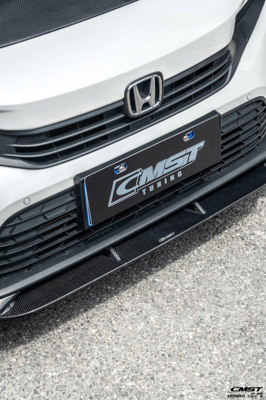 Honda Civic 11th Gen FE1 FE2 FE4 2022-ON with Aftermarket Parts - Front Lip Splitter Carbon Fiber / FRP from CMST Tuning