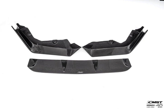 Honda Civic 11th Gen FE1 FE2 FE4 2022-ON with Aftermarket Parts - Front Lip Splitter Carbon Fiber / FRP from CMST Tuning
