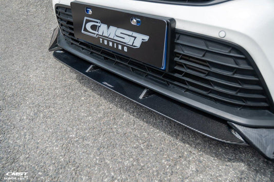 Honda Civic 11th Gen FE1 FE2 FE4 2022-ON with Aftermarket Parts - Front Lip Splitter Carbon Fiber / FRP from CMST Tuning