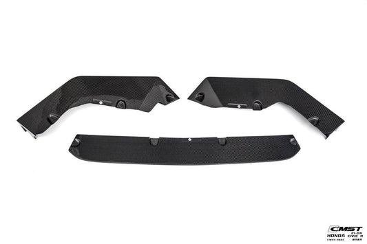 Honda Civic 11th Gen FE1 FE2 FE4 2022-ON with Aftermarket Parts - Front Lip Splitter Carbon Fiber / FRP from CMST Tuning