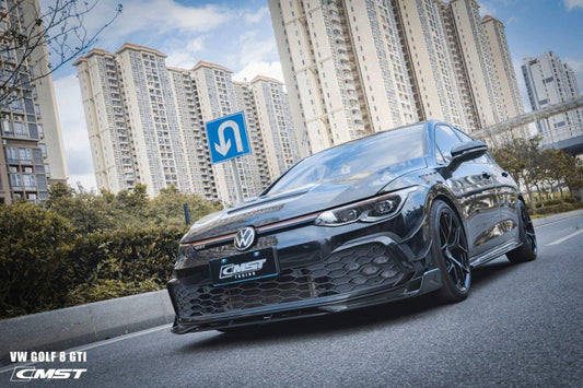 Volkswagen Golf GTI MK8 2022-ON with Aftermarket Parts - Pre-preg Carbon Fiber / FRP Front Lip Splitter from CMST Tuning