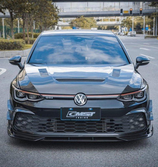 Volkswagen Golf GTI MK8 2022-ON with Aftermarket Parts - Pre-preg Carbon Fiber / FRP Front Lip Splitter from CMST Tuning