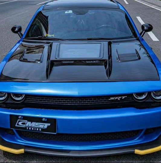 Dodge Challenger Demon Redeye Hellcat T/A Scat Pack 392 SRT R/T SXT SE 2008-2023 with Aftermarket Parts - Carbon Fiber / FRP Hood Bonnet from CMST Tuning