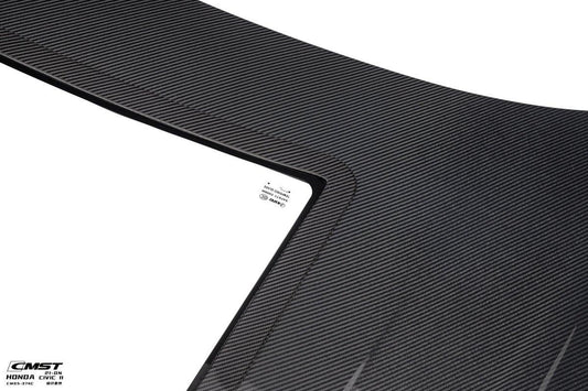 Honda Civic 11th Gen FE1 FE2 FE4 2022-ON with Aftermarket Parts - V2 Tempered Glass Clearview Style Hood Bonnet Carbon Fiber / FRP from CMST Tuning