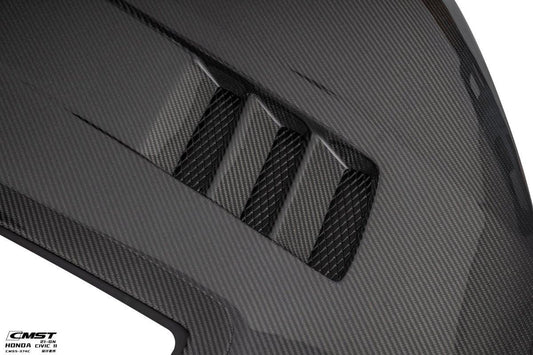 Honda Civic 11th Gen FE1 FE2 FE4 2022-ON with Aftermarket Parts - V2 Tempered Glass Clearview Style Hood Bonnet Carbon Fiber / FRP from CMST Tuning