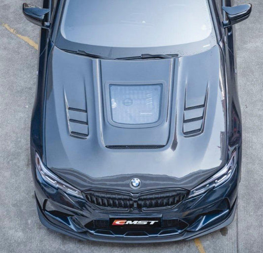 BMW 3 Series M340i 330i G20 G21 2019-ON with Aftermarket Parts - Hood Bonnet Carbon Fiber / FRP from CMST Tuning