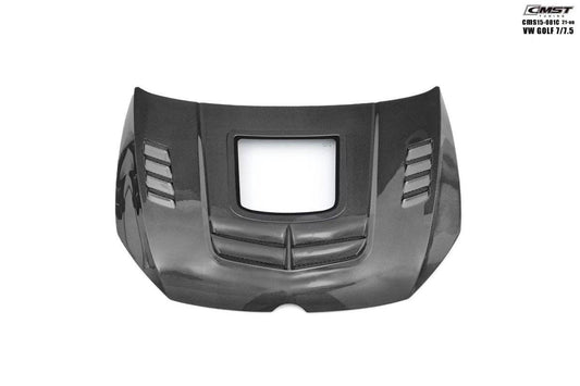 Volkswagen Golf R GTI Base MK7 MK7.5 2015-2021 with Aftermarket Parts - V3 Clearview Glass Style Hood Bonnet Carbon Fiber / FRP from CMST Tuning