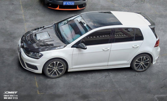 Volkswagen Golf R GTI Base MK7 MK7.5 2015-2021 with Aftermarket Parts - V3 Clearview Glass Style Hood Bonnet Carbon Fiber / FRP from CMST Tuning