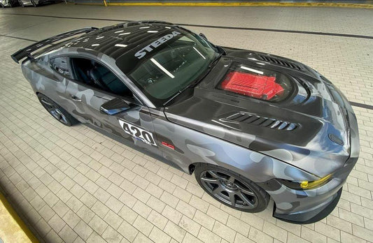 Ford Mustang GT 5.0 V6 3.6 Ecoboost 2.3 S550.1 2015-2017 with Aftermarket Parts - Clearview Glass Style Hood Bonnet Carbon Fiber / FRP from CMST Tuning
