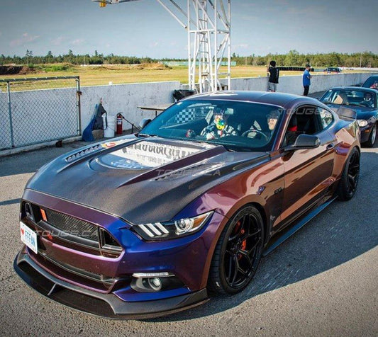 Ford Mustang GT 5.0 V6 3.6 Ecoboost 2.3 S550.1 2015-2017 with Aftermarket Parts - Clearview Glass Style Hood Bonnet Carbon Fiber / FRP from CMST Tuning