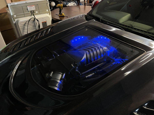 Ford Mustang GT 5.0 V6 3.6 Ecoboost 2.3 S550.1 2015-2017 with Aftermarket Parts - Clearview Glass Style Hood Bonnet Carbon Fiber / FRP from CMST Tuning