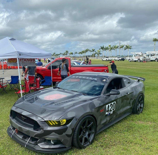 Ford Mustang GT 5.0 V6 3.6 Ecoboost 2.3 S550.1 2015-2017 with Aftermarket Parts - Clearview Glass Style Hood Bonnet Carbon Fiber / FRP from CMST Tuning