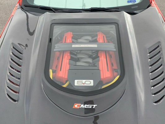 Ford Mustang GT 5.0 V6 3.6 Ecoboost 2.3 S550.1 2015-2017 with Aftermarket Parts - Clearview Glass Style Hood Bonnet Carbon Fiber / FRP from CMST Tuning