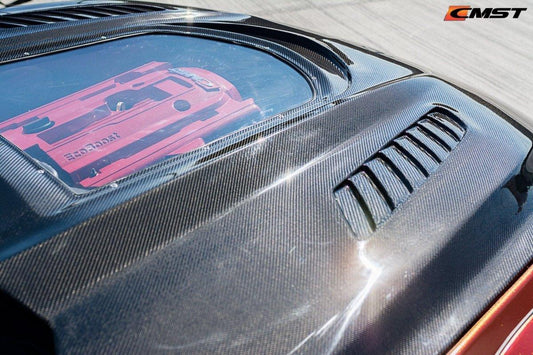 Ford Mustang GT 5.0 V6 3.6 Ecoboost 2.3 S550.1 2015-2017 with Aftermarket Parts - Clearview Glass Style Hood Bonnet Carbon Fiber / FRP from CMST Tuning