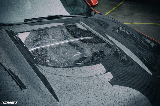 Ford Mustang GT 5.0 V6 3.6 Ecoboost 2.3 S550.1 2015-2017 with Aftermarket Parts - Clearview Glass Style Hood Bonnet Carbon Fiber / FRP from CMST Tuning