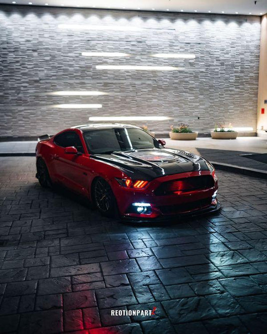 Ford Mustang GT 5.0 V6 3.6 Ecoboost 2.3 S550.1 2015-2017 with Aftermarket Parts - Clearview Glass Style Hood Bonnet Carbon Fiber / FRP from CMST Tuning