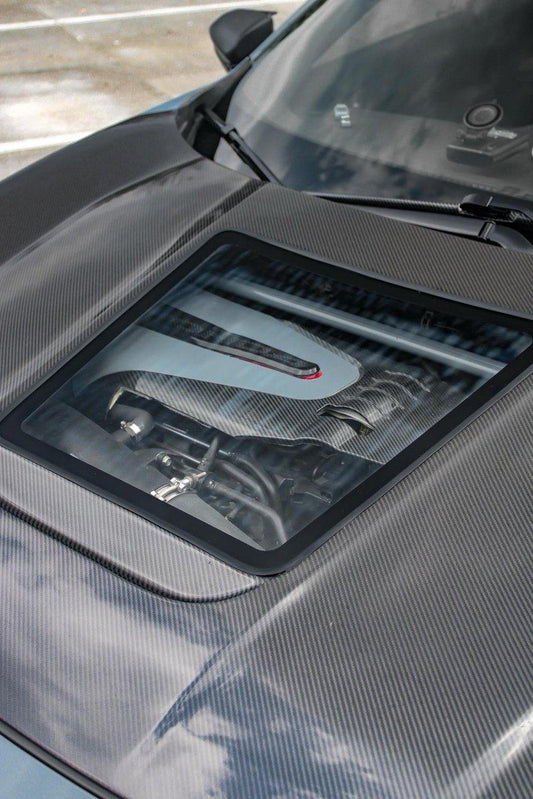 Honda Civic Type-R FK8 2017-2021 & Civic 10th Gen FC1 FC2 FC5 FC6 2016-2021 & Civic 10th Gen FC3 FC4 FK7 2017-2021 with Aftermarket Parts - Clearview Glass Style Hood Bonnet Carbon Fiber / FRP from CMST Tuning