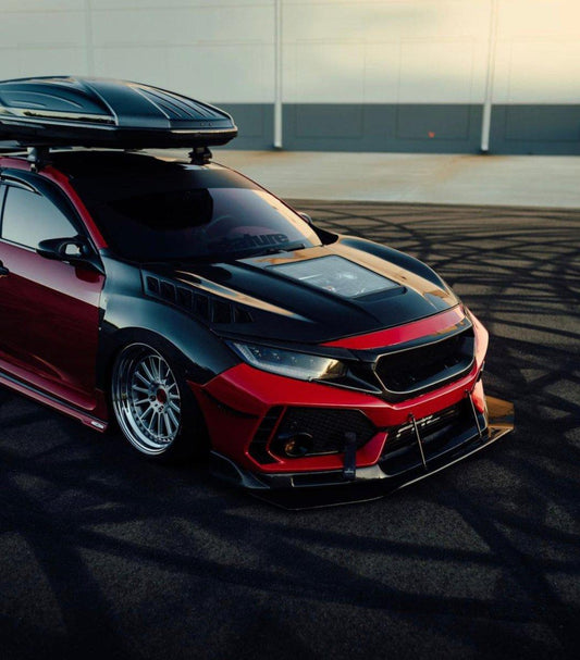 Honda Civic Type-R FK8 2017-2021 & Civic 10th Gen FC1 FC2 FC5 FC6 2016-2021 & Civic 10th Gen FC3 FC4 FK7 2017-2021 with Aftermarket Parts - Clearview Glass Style Hood Bonnet Carbon Fiber / FRP from CMST Tuning